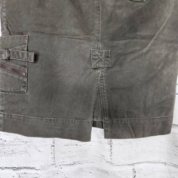 Roxy 100% Cotton Utility Cargo Back Mini Skirt Army Green Size 3 100% Cotton - Picture 7 of 9